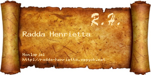 Radda Henrietta névjegykártya
